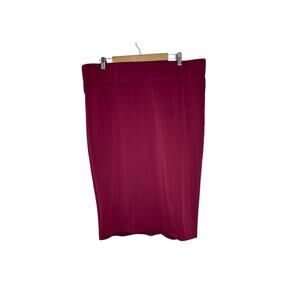 NWT Eloquii Womens Neoprene Pencil Skirt 20 Pull On Stretch Zipper Slit Burgundy